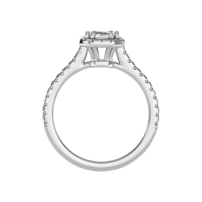 Extraordinary Diamond Halo Engagement Ring In 925 Sterling Silver - Three