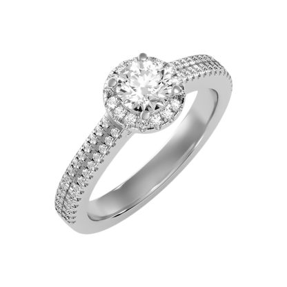 Exuberant Halo Ring In 925 Sterling Silver - Eleven