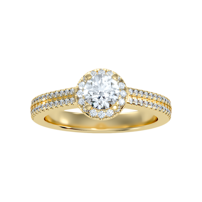 Exuberant Halo Ring In 925 Sterling Silver - Three