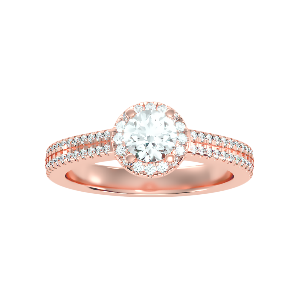 Exuberant Halo Ring In 925 Sterling Silver - Five