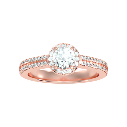 Exuberant Halo Ring In 925 Sterling Silver - Five