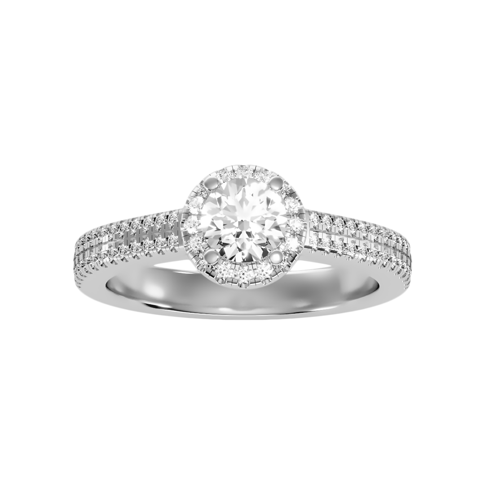Exuberant Halo Ring In 925 Sterling Silver - Nine