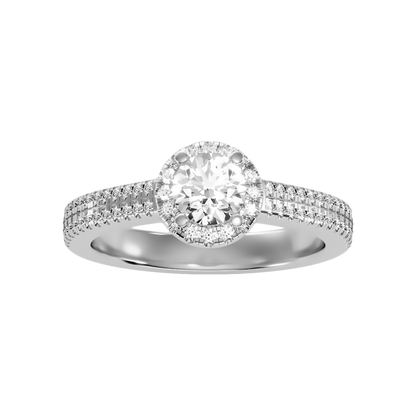 Exuberant Halo Ring In 925 Sterling Silver - Nine