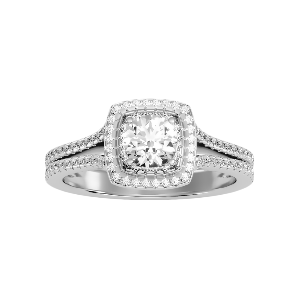 Exultant Halo Ring In 925 Sterling Silver - Seven