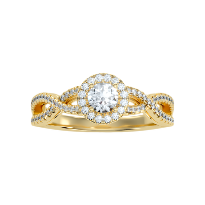 Fabulous Halo Diamond Ring In 925 Sterling Silver - Ten