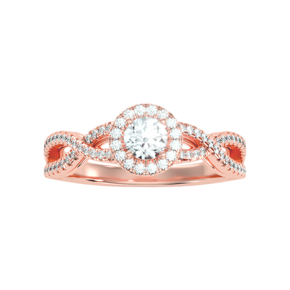 Fabulous Halo Diamond Ring In 925 Sterling Silver - Two