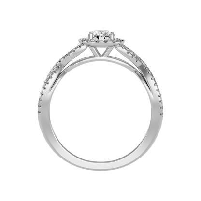 Fabulous Halo Diamond Ring In 925 Sterling Silver - Eight