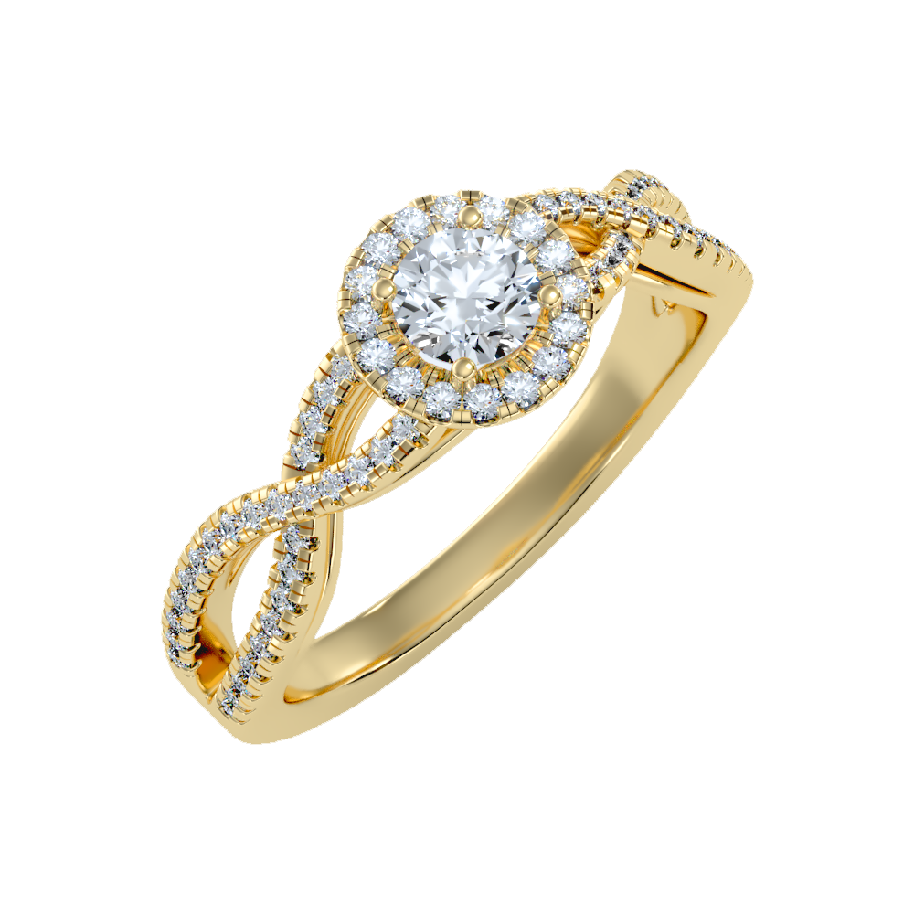 Fabulous Halo Diamond Ring In 925 Sterling Silver - Nine