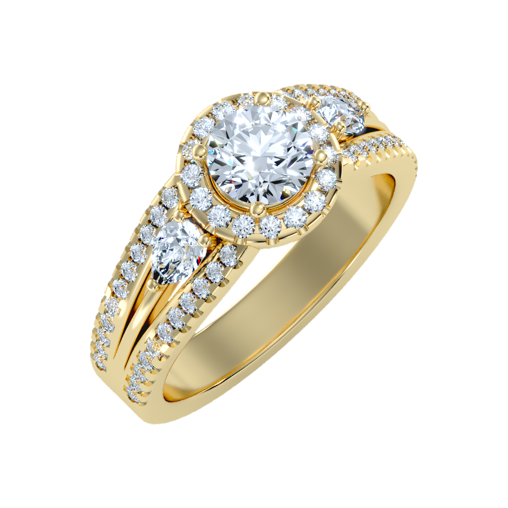 Fancy Halo Solitaire Ring - Ten