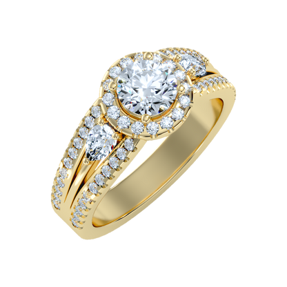 Fancy Halo Solitaire Ring In 925 Sterling Silver - Ten