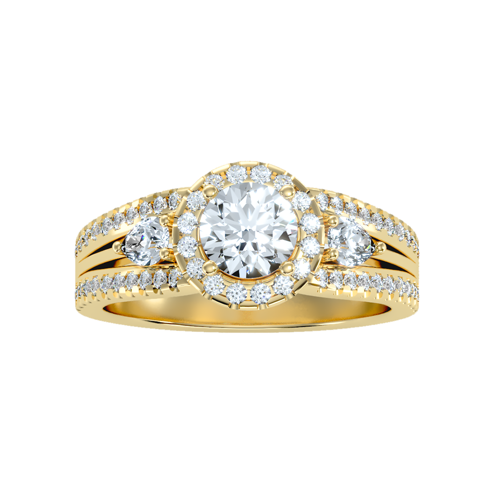 Fancy Halo Solitaire Ring In 925 Sterling Silver - Eleven