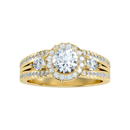 Fancy Halo Solitaire Ring In 925 Sterling Silver - Eleven