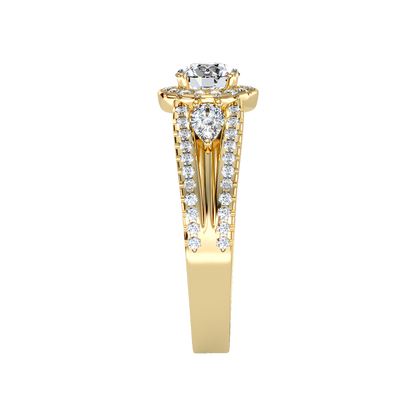 Fancy Halo Solitaire Ring In 925 Sterling Silver - Twelve