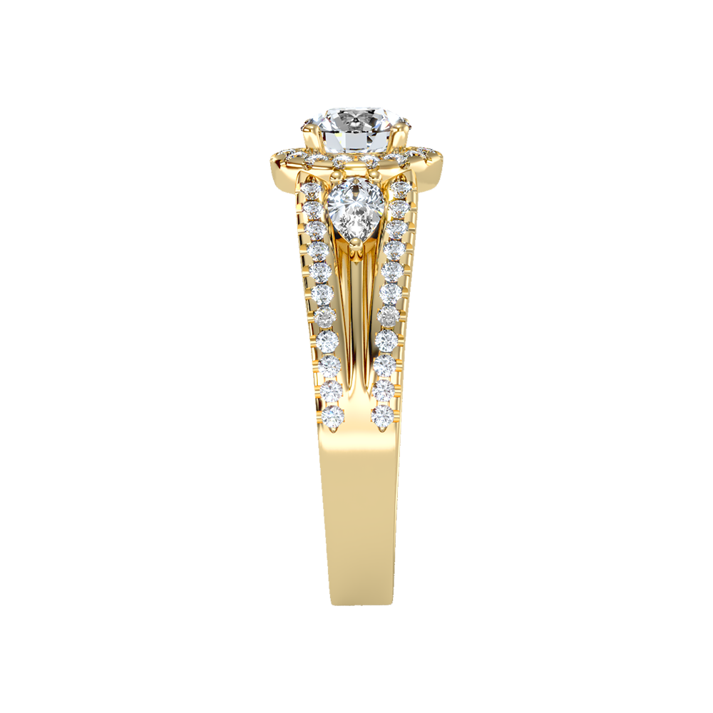 Fancy Halo Solitaire Ring - Twelve