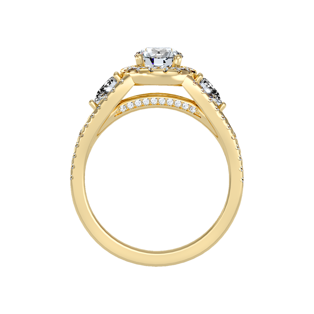 Fancy Halo Solitaire Ring In 925 Sterling Silver - Thirteen
