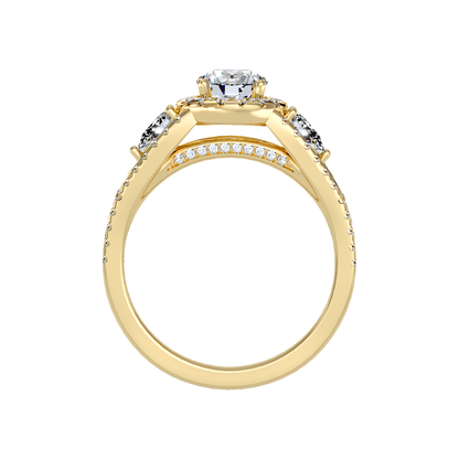 Fancy Halo Solitaire Ring In 925 Sterling Silver - Thirteen