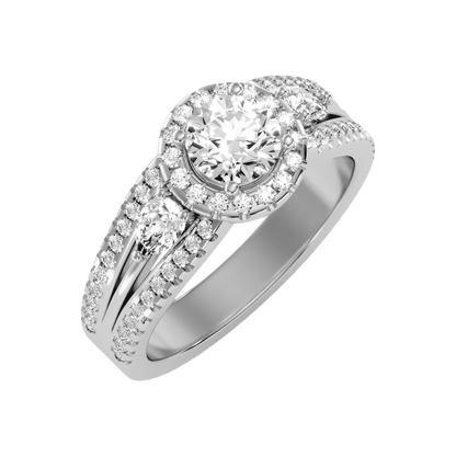 Fancy Halo Solitaire Ring In 925 Sterling Silver - Two