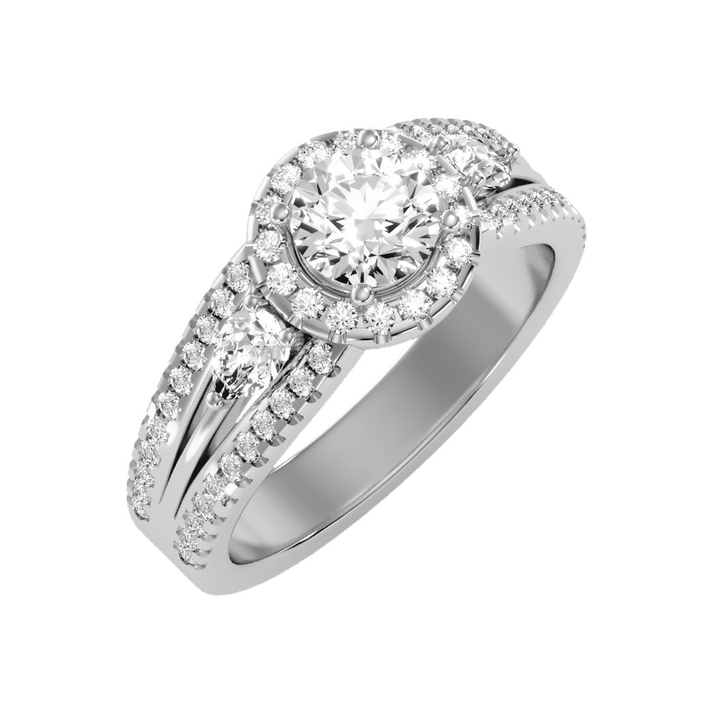 Fancy Halo Solitaire Ring - Two