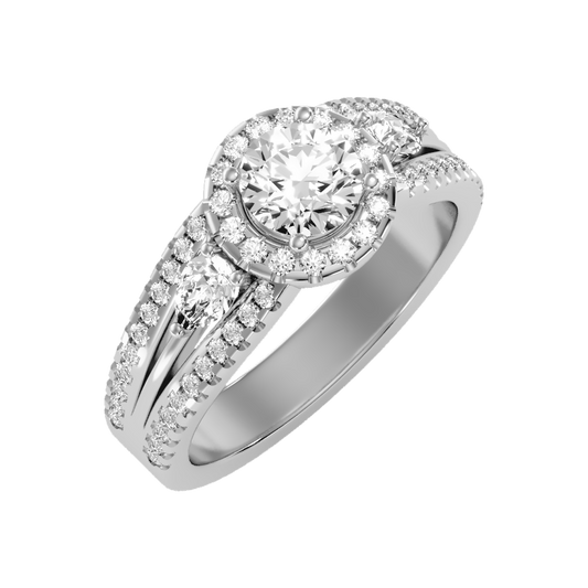 Fancy Halo Solitaire Ring - Two