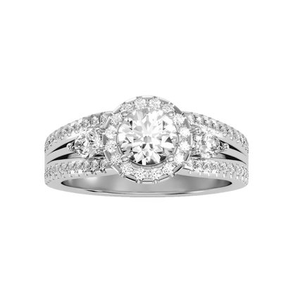 Fancy Halo Solitaire Ring - Four