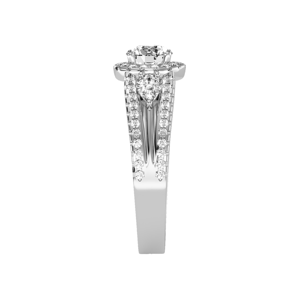 Fancy Halo Solitaire Ring In 925 Sterling Silver - Five