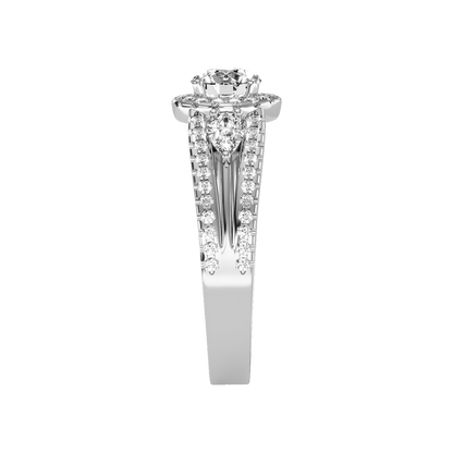 Fancy Halo Solitaire Ring In 925 Sterling Silver - Five