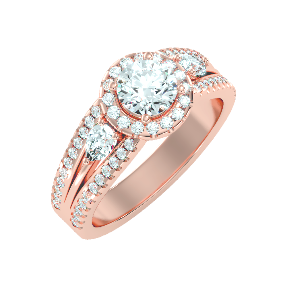 Fancy Halo Solitaire Ring - Six