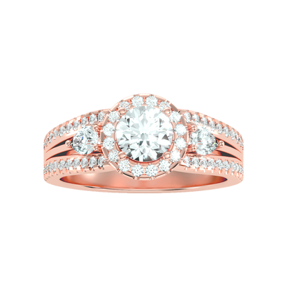 Fancy Halo Solitaire Ring In 925 Sterling Silver - Seven