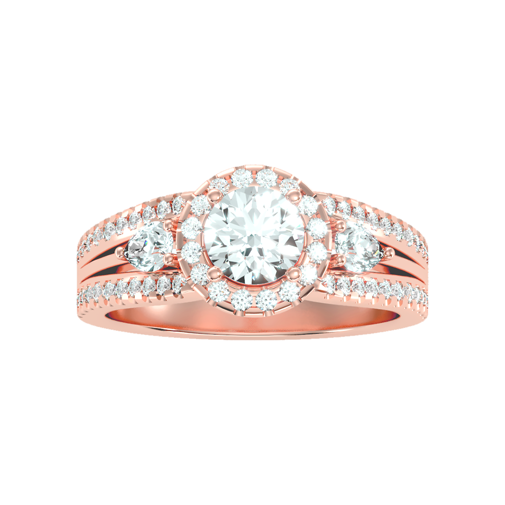 Fancy Halo Solitaire Ring - Seven