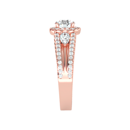Fancy Halo Solitaire Ring In 925 Sterling Silver - Eight