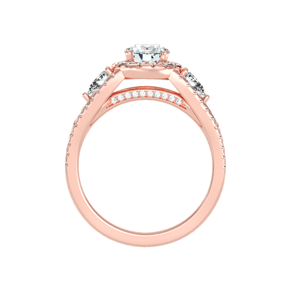Fancy Halo Solitaire Ring In 925 Sterling Silver - Nine