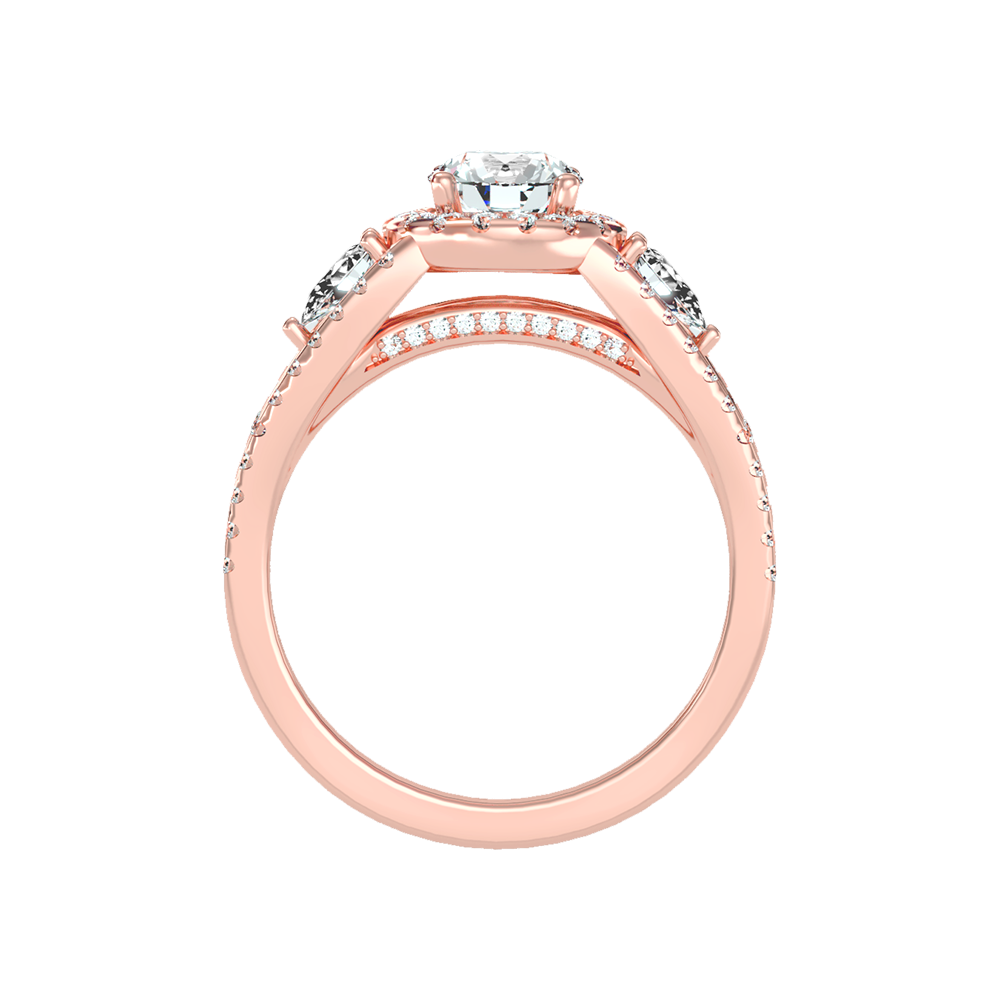 Fancy Halo Solitaire Ring - Nine