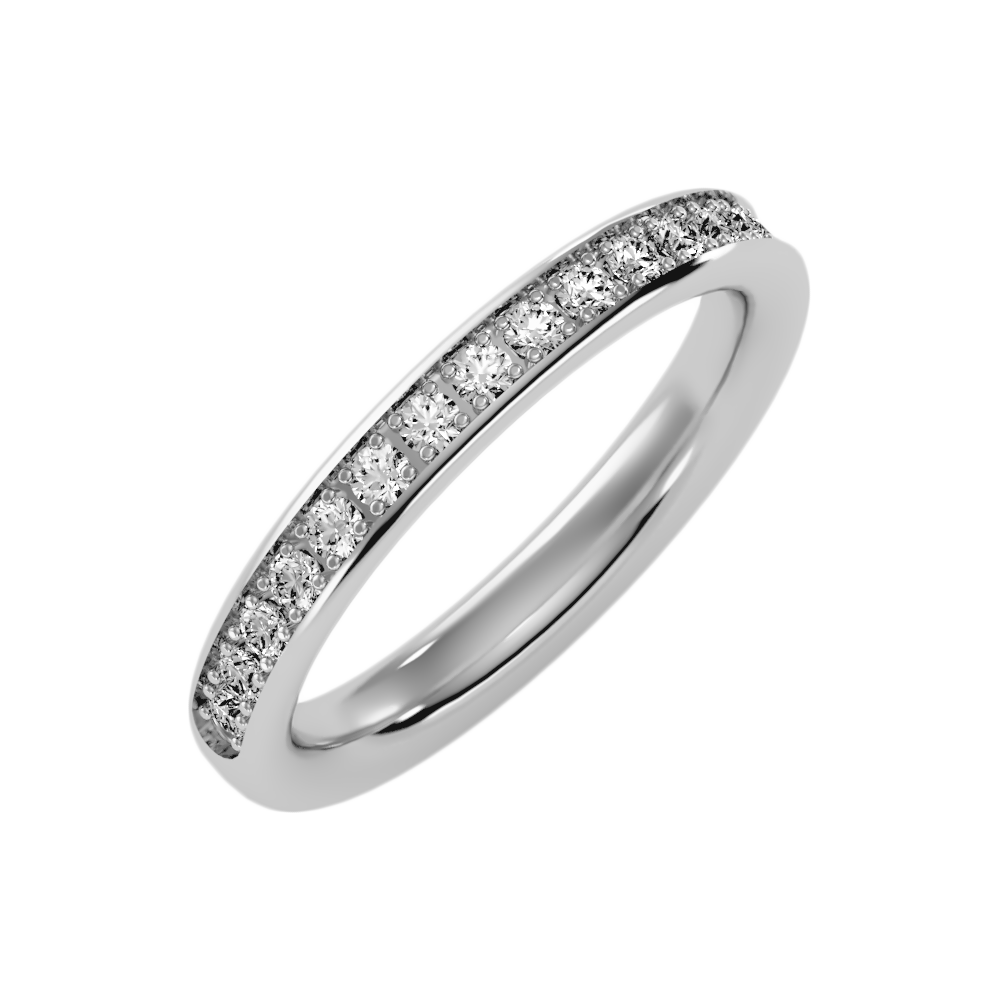 Feaush Half Eternity Band In 925 Sterling Silver - One