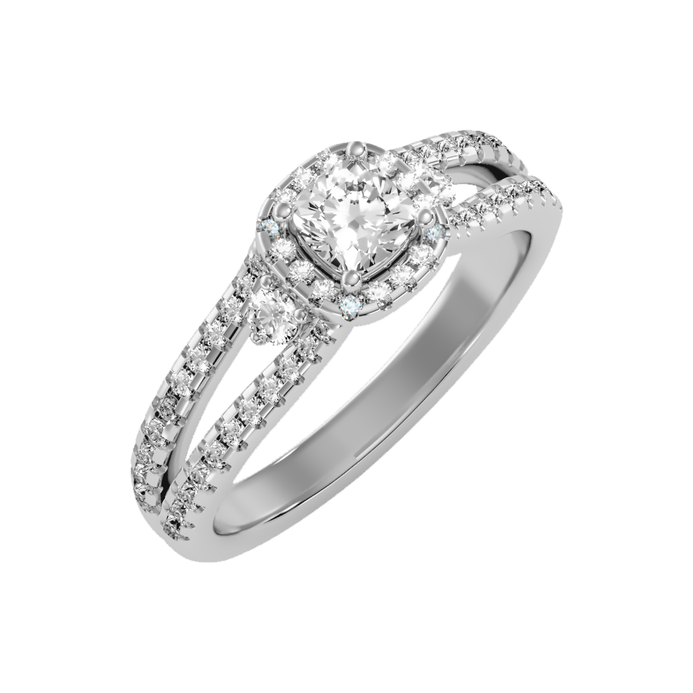 Felicity Halo Ring In 925 Sterling Silver - Two