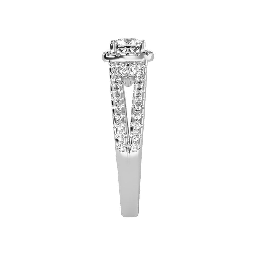 Felicity Halo Ring In 925 Sterling Silver - Five