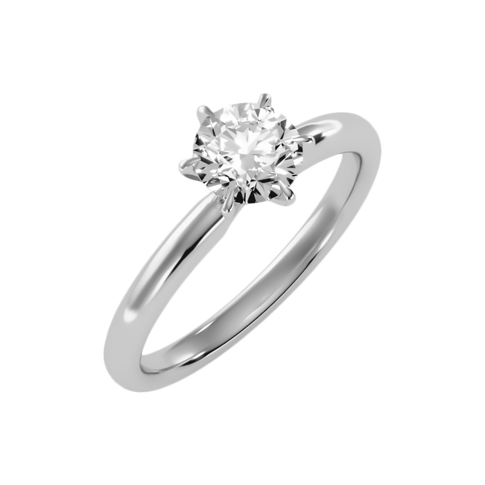 Feuilles Classic Solitaire Ring In 925 Sterling Silver - One