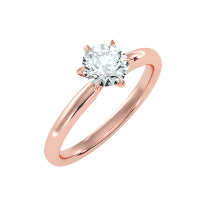 Feuilles Classic Solitaire Ring In 925 Sterling Silver - Five
