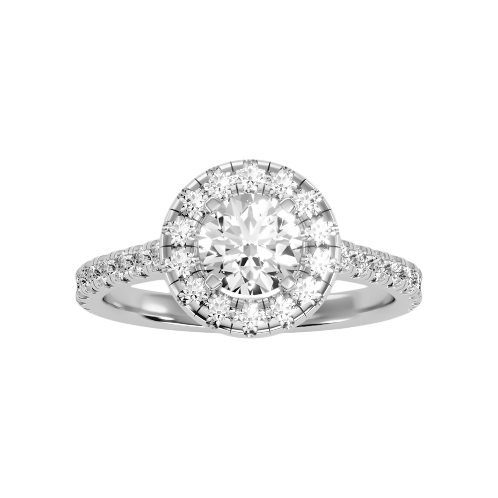 Fiminiace Classic Halo Diamond Engagement Ring In 925 Sterling Silver - Six