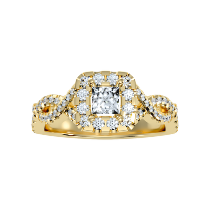 Fine Square Shaped Halo Diamond Ring - Ten