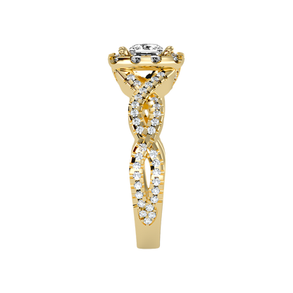 Fine Square Shaped Halo Diamond Ring In 925 Sterling Silver - Eleven