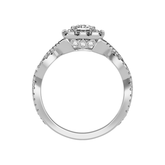 Fine Square Shaped Halo Diamond Ring - Two
