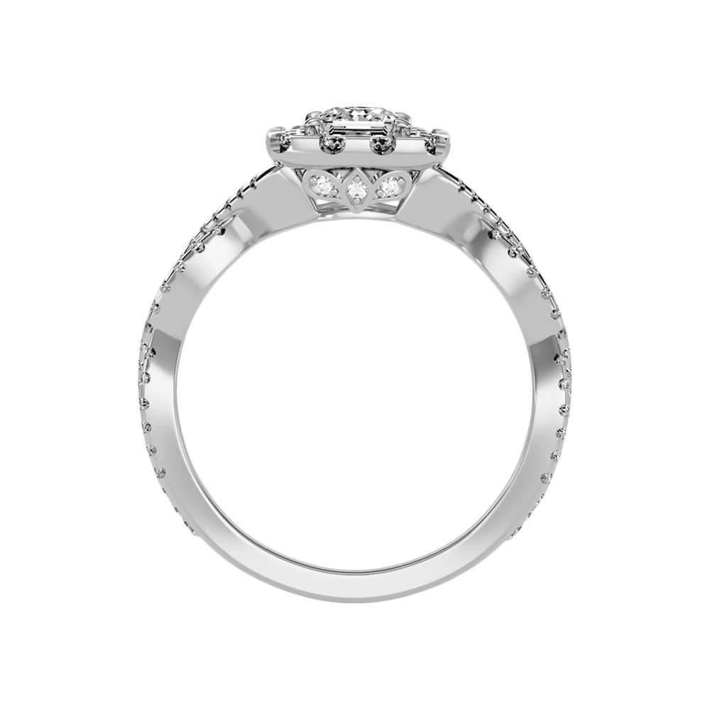Fine Square Shaped Halo Diamond Ring In 925 Sterling Silver - Two