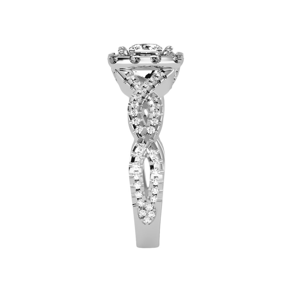 Fine Square Shaped Halo Diamond Ring In 925 Sterling Silver - Four