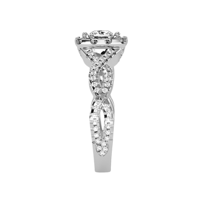 Fine Square Shaped Halo Diamond Ring In 925 Sterling Silver - Four