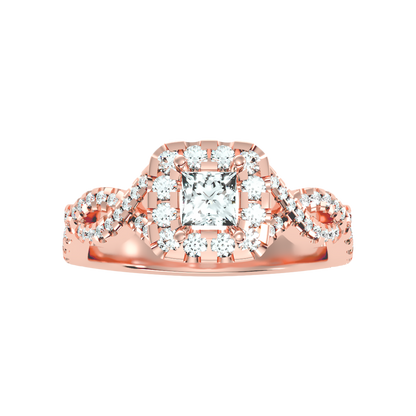 Fine Square Shaped Halo Diamond Ring - Six