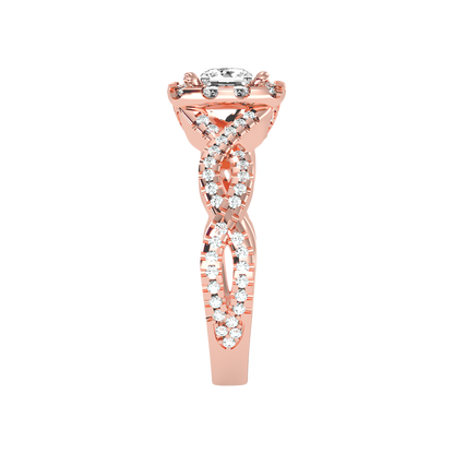 Fine Square Shaped Halo Diamond Ring In 925 Sterling Silver - Seven