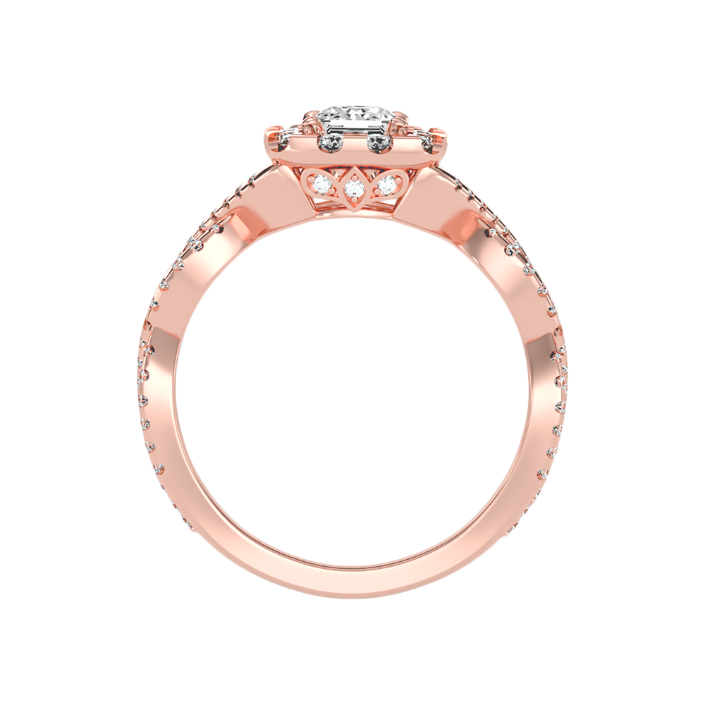 Fine Square Shaped Halo Diamond Ring In 925 Sterling Silver - Eight