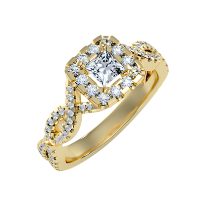 Fine Square Shaped Halo Diamond Ring In 925 Sterling Silver - Nine
