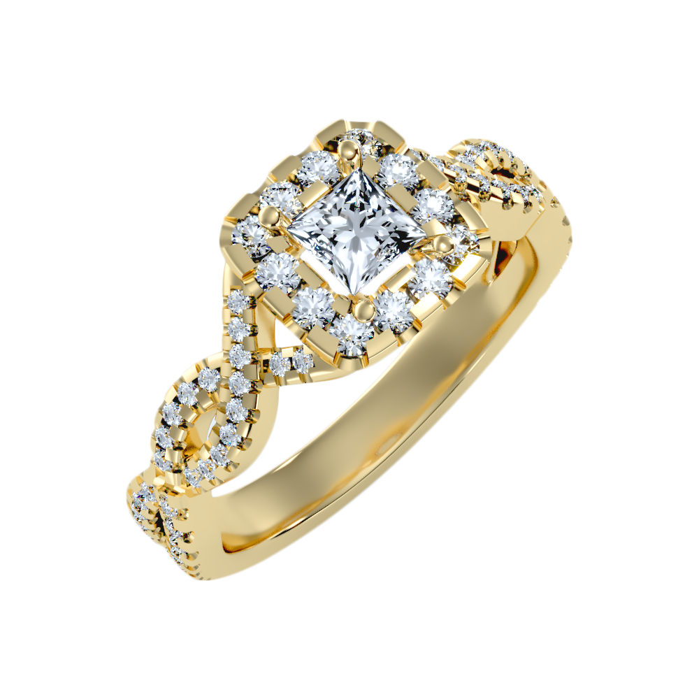 Fine Square Shaped Halo Diamond Ring - Nine