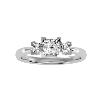 Flashing Tri Stone Ring In 925 Sterling Silver - Six